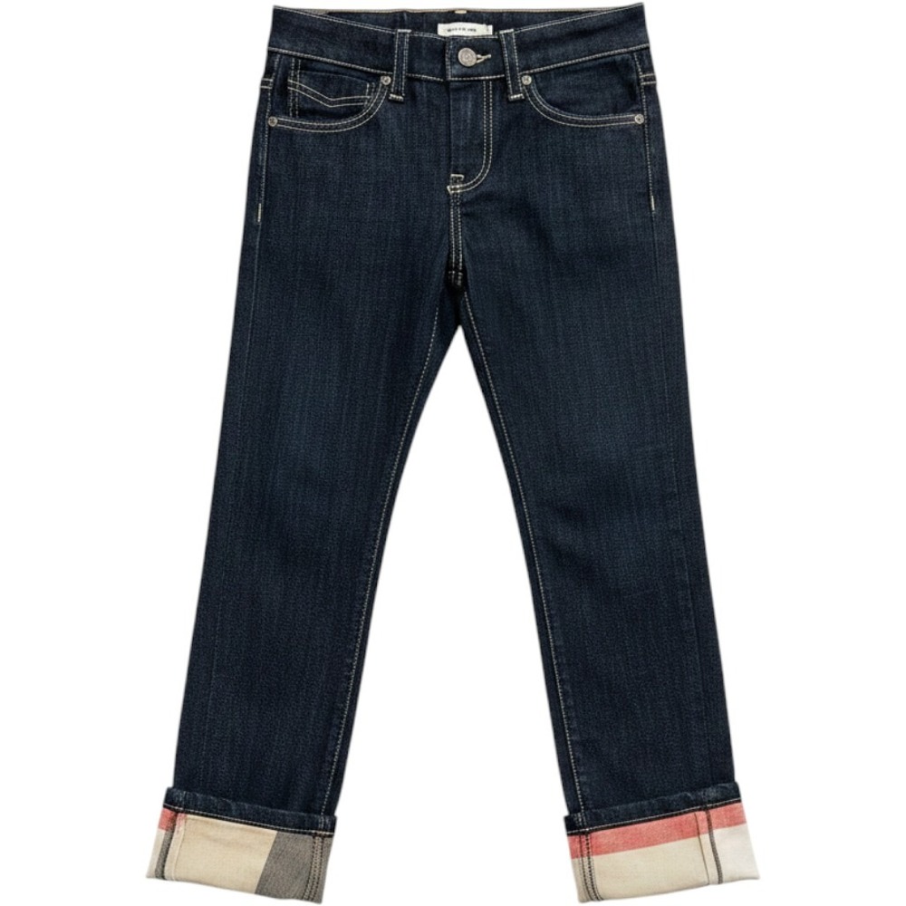 Burberry Kids Dark Wash Denim Cuffed Jeans Size 5Y